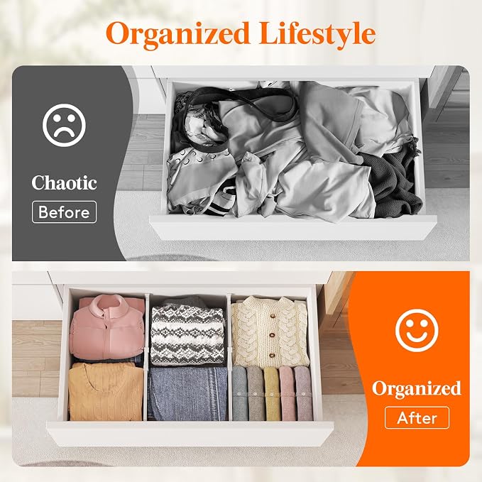 Lifewit 8" High 4 Pack Deep Drawer Dividers, 13.8-22.5" Adjustable Dresser - Image 8