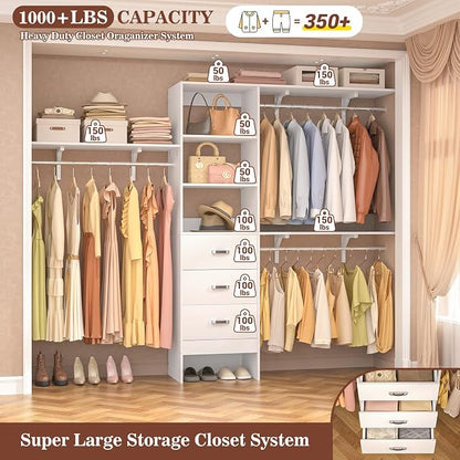 iSunirm 8FT Closet System, Wall Mount Bedroom Wardrobe - Image 3