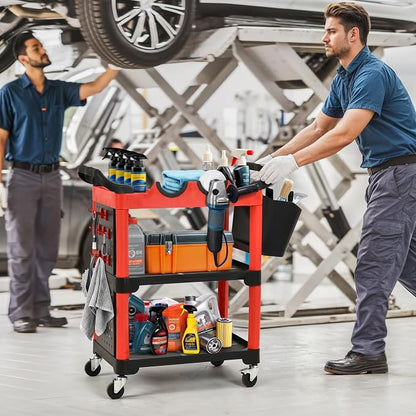 DWVO Auto Detailing Cart with Wheels, 3-Tier Rolling Tool Organizer with 2 - Image 3
