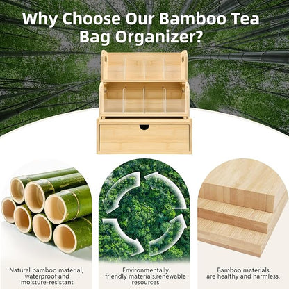 3-Layer Stackable Bamboo Tea Bag Organizer - Image 6