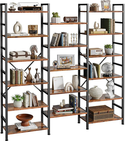 SUPERJARE Triple Bookshelf, Bookcase - Image 9
