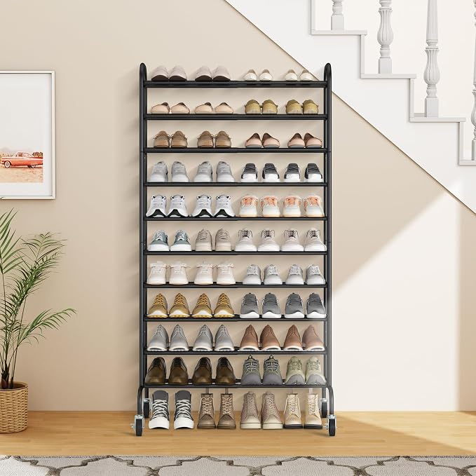 STORAGE MANIAC 10-Tier Expandable Shoe Rack, 44 Pairs Tall Vertical Shoe Rack - Image 7