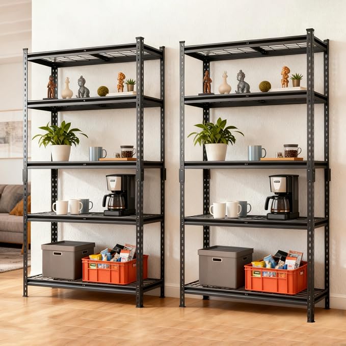 GDFStudio 5-Tier Storage Shelves Set of 2, Adjustable Garage Storage Racks by GDFStudio