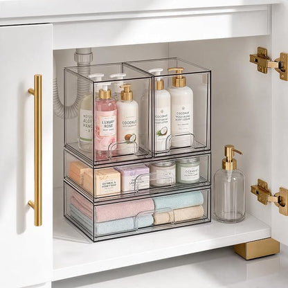 Clear Stackable Storage Drawers, Baby Bottle Organizer, Easily-Access Makeup - Image 2