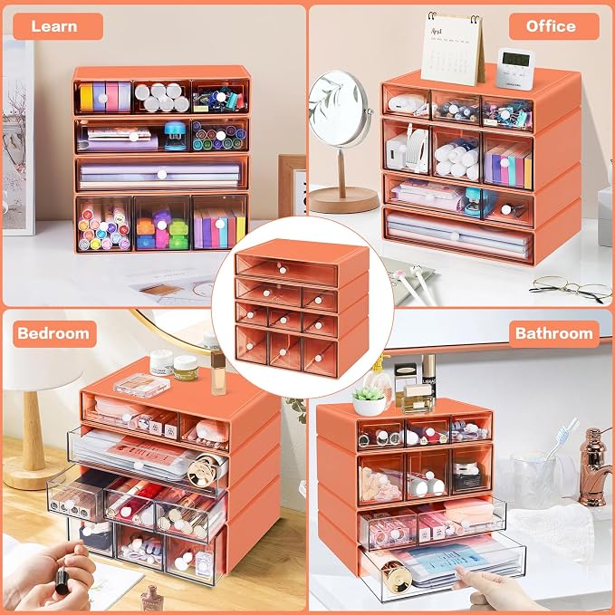 Desk Storage Organizer with 9 Drawers, 4 Tiers Stackable Desktop Craft Storage - Image 7