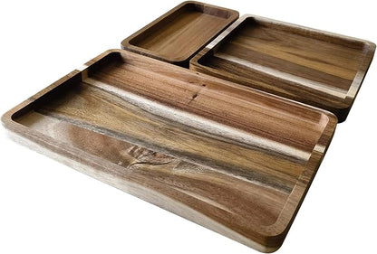 Acacia Wooden Valet Tray for Men, Natural Wood Grain EDC Tray Set Catch All for - Image 5