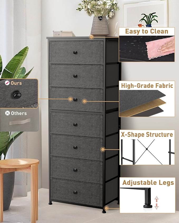 Mifuro Tall Fabric Dresser for Bedroom, Vertical Storage Organizer Tower - Image 8