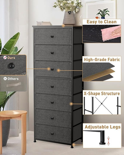 Mifuro Tall Fabric Dresser for Bedroom, Vertical Storage Organizer Tower - Image 8