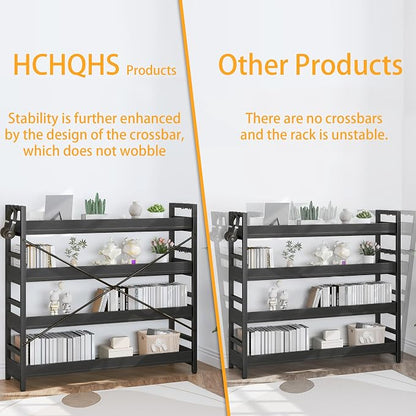 HCHQHS Bookshelf, Adjustable Industrial Bookcase, Vertical Tall Book Shelf - Image 6