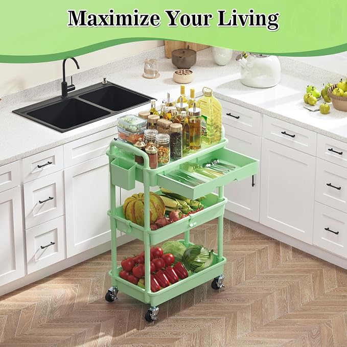 SUNALLY 3-Tier Rolling Cart - Image 6