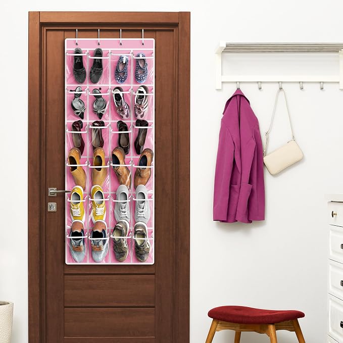 Simple Houseware 24 Pockets Large Clear Pockets Over The Door Hanging Shoe - Image 6