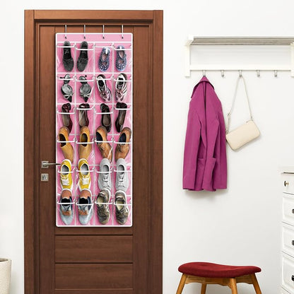 Simple Houseware 24 Pockets Large Clear Pockets Over The Door Hanging Shoe - Image 6