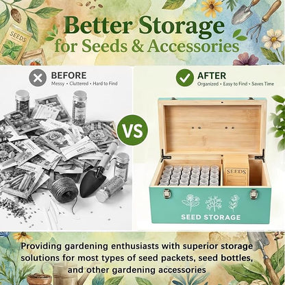 60 Slots Seed Storage Organizer, Bamboo Seed Saving Box - Image 5