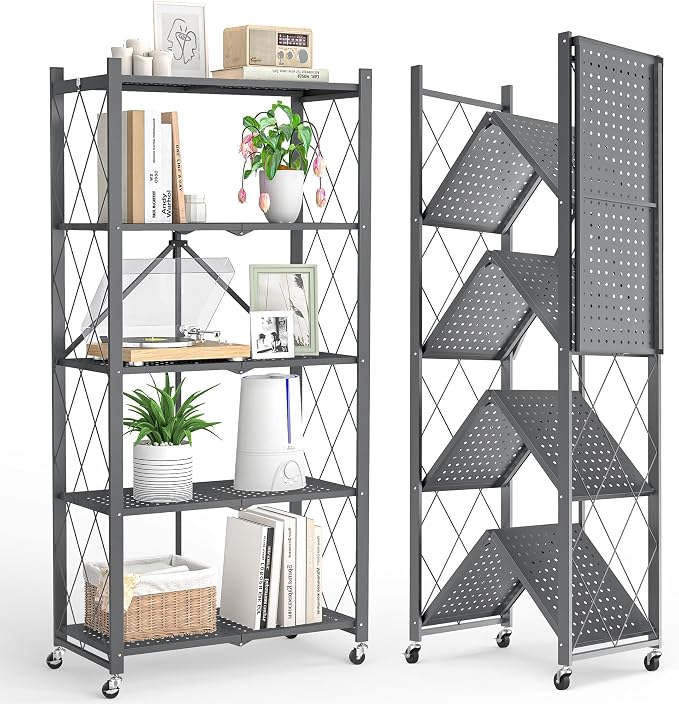 Fenbeli Foldable Shelves with Wheels by Fenbeli
