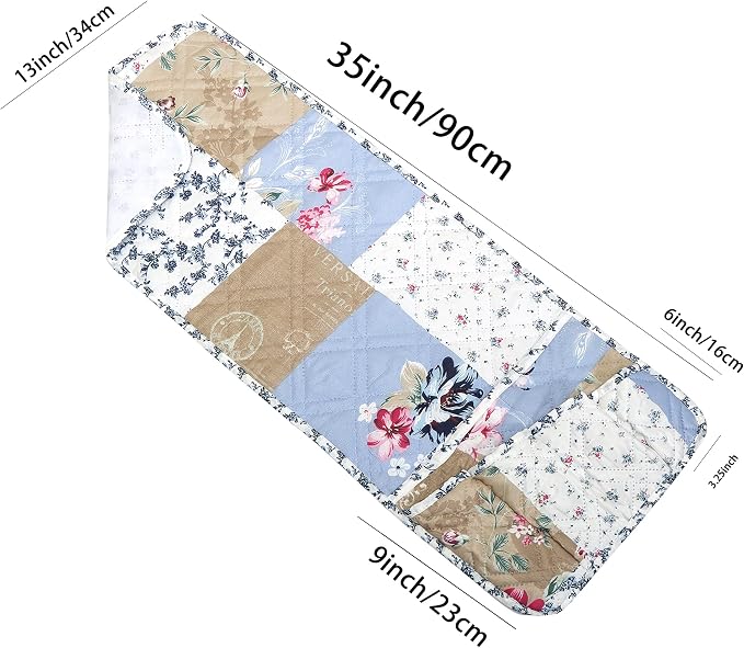 Brilliant Sunshine Pink and Blue Roses Toile Couch Armrest 5 Pockets Organizer - Image 2