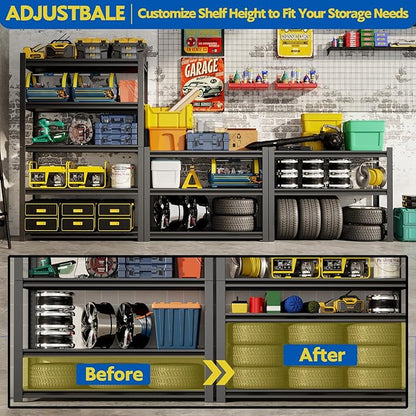 72''H Garage Shelving Heavy Duty, 2800LBS Storage Shelves, 5-Tier Adjustable - Image 4