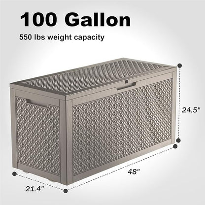New 100 Gallon Outdoor Storage Box, Resin Deck Boxes Waterproof, Indoor Outdoor - Image 2
