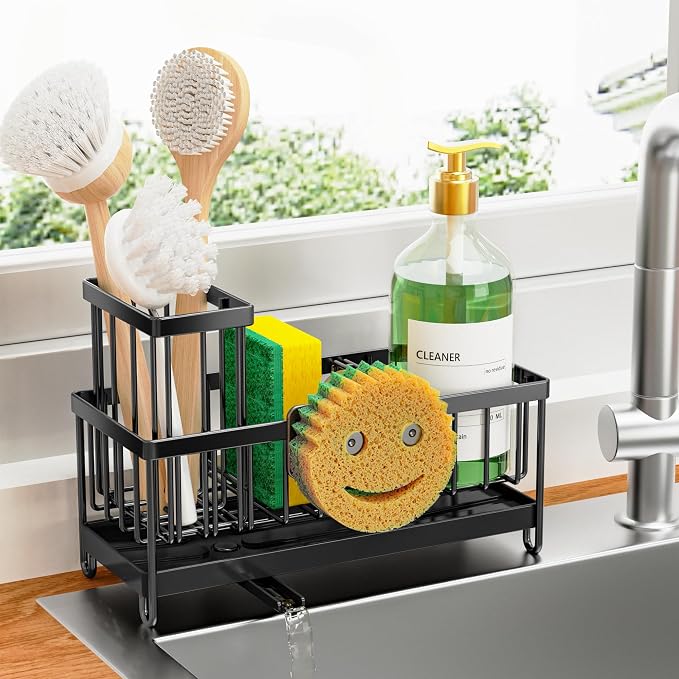 Cisily Black Smiley Face Dish Sponge Holder Sponge Holder by CISILYHOMELIFE