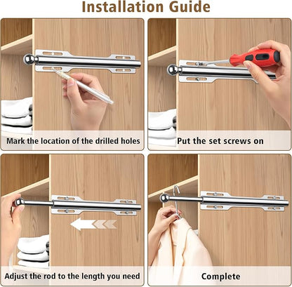 Valet Rod for Closet Pull Out, Standard Retractable closet rod organization rack - Image 7