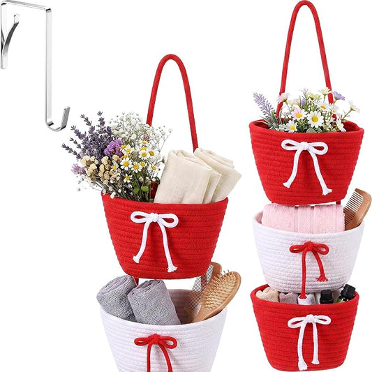 3-Tier Hanging Wall Basket Wall Mounted Woven Basket by Ferrochef