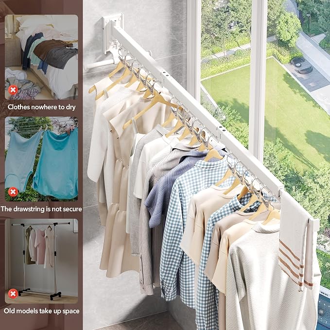 Wall Mounted Clothes Hanger, Clothes Drying Rack, Laundry Rack Wall Mount - Image 4