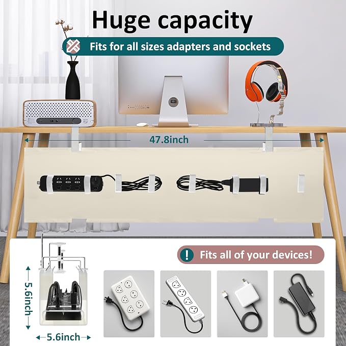 Extra Large 48" Under Desk Cable Management Tray - Image 2