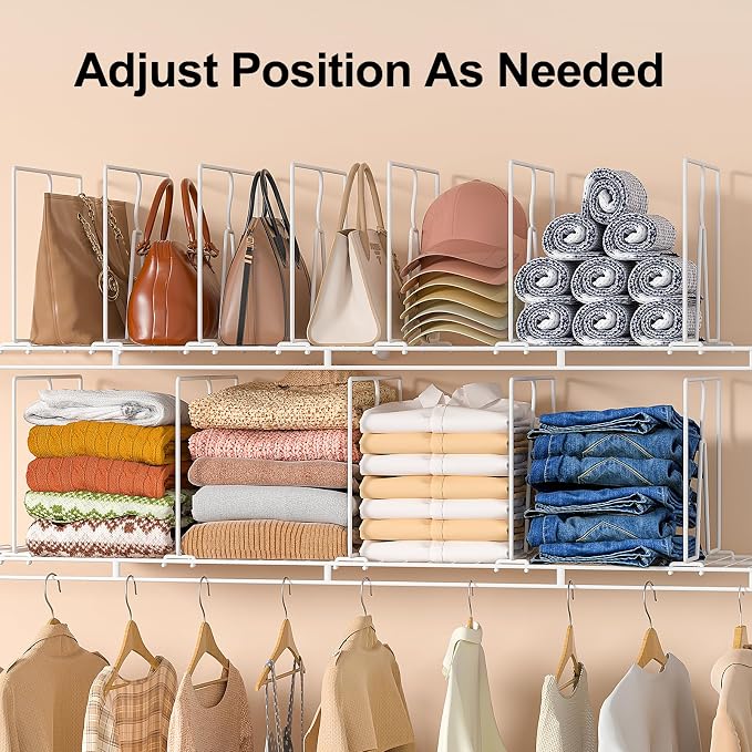 Wire Shelf Dividers for Closet: Tall 16 Pack 12-Inch Deep Adjustable Organizer - Image 5