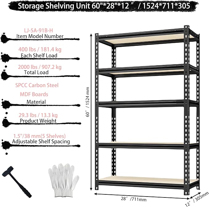 Storage Shelving Unit Heavy Duty Garage Shelves Metal Organizer Utility Rack - Image 3