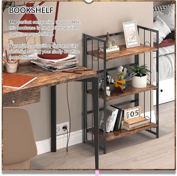 4NM No Assembly 3 Tiers Folding Bookshelf - Image 3