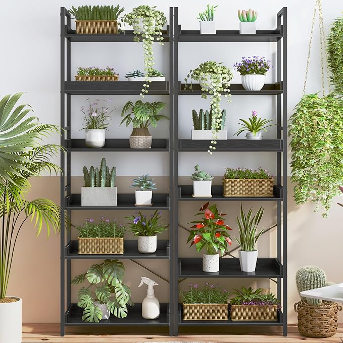 HCHQHS 6 Tier Bookshelf, Adjustable Industrial Bookcase, Vertical Tall Book - Image 8