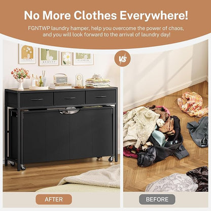 Laundry Sorter, Rolling Laundry Hamper - Image 6