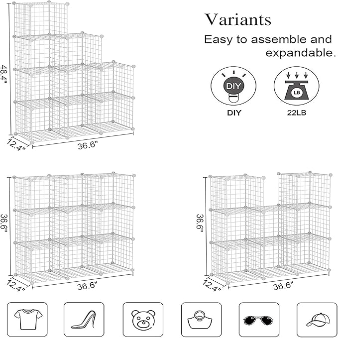 C&AHOME Wire Cube Storage, 9-Cube Organizer Metal, Wire C Grids Storage - Image 3