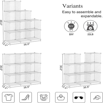 C&AHOME Wire Cube Storage, 9-Cube Organizer Metal, Wire C Grids Storage - Image 3