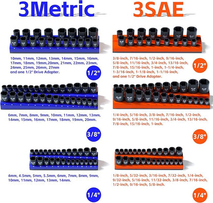 KJE Magnetic Socket Organizer Set 6 Piece, Magnetic Socket Holder Includes 1/4" - Image 3