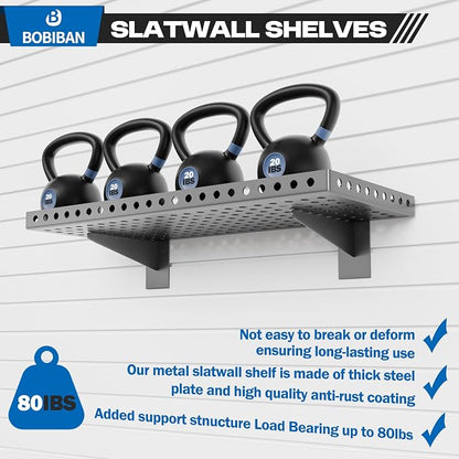 4 Pack Slatwall Shelves, Heavy Duty Grey Metal Slat Wall Shelf - Image 3