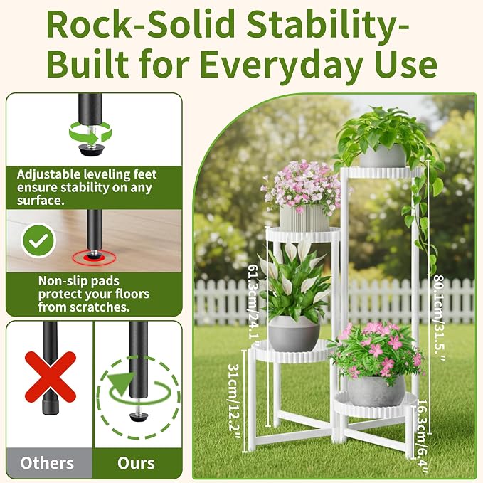 Metal Corner Plant Stand Indoor Outdoor, 4 Tier Tall Flower Pot Holder Potted - Image 3