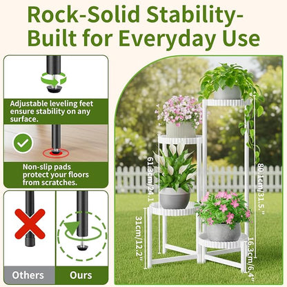 Metal Corner Plant Stand Indoor Outdoor, 4 Tier Tall Flower Pot Holder Potted - Image 3