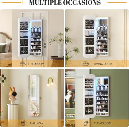 Vlsrka 47.2" LED Mirror Jewelry Cabinet, Wall/Door Mounted Full Length Mirror - Image 6