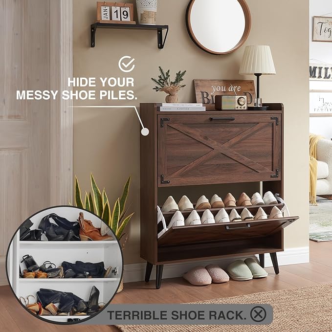 Barnyatoh Shoe Storage Cabinet, Farmhouse Shoe Organizer - Image 3