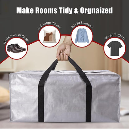 Extra Large Moving Bags with Zippers & Carrying Handles, Heavy-Duty Storage Tote - Image 4