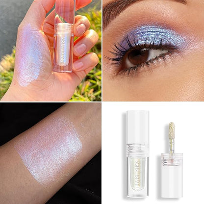 MAKI YIKA Glitter Eyeshadow Silver Liquid Multichrome Eyeshadows Long Lasting - Image 2