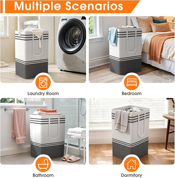 2 Pack Large Home Laundry Basket, Laundry Hamper, Freestanding Waterproof Dirty - Image 7