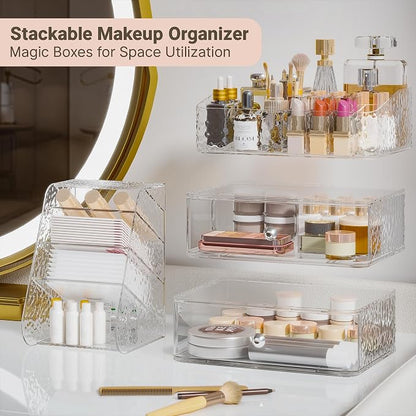 Makeup Organizer with Brush Holder Plastic Makeup Drawers - Image 3