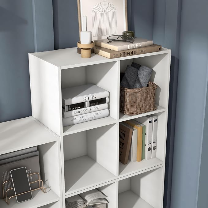 Homes: Inside + Out Apexa 4-Cube Storage Organizer Shelves, Stackable Wood - Image 4