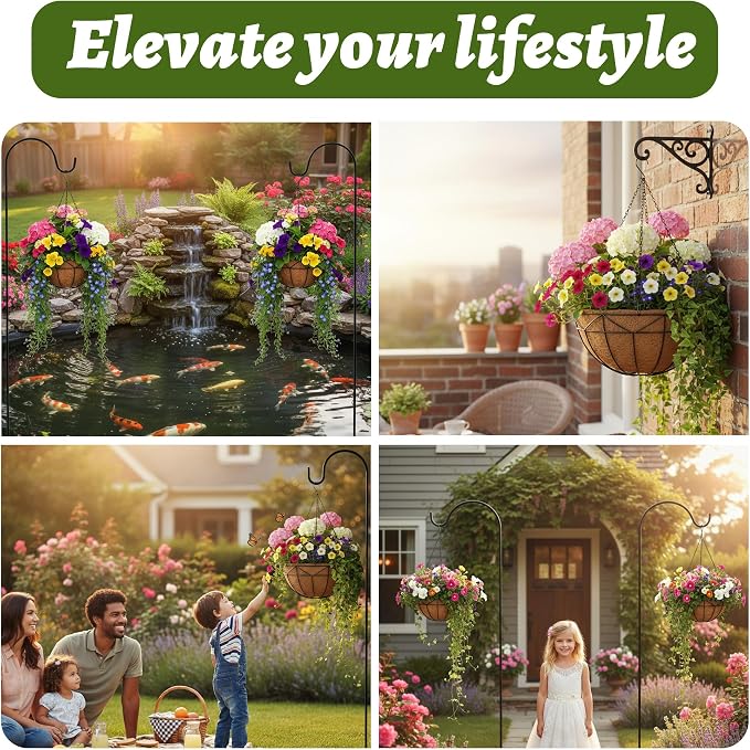 Unique Metal Iron Geometric Hanging Planter Set of 2 Stylish 12 Inch Extra Deep - Image 7
