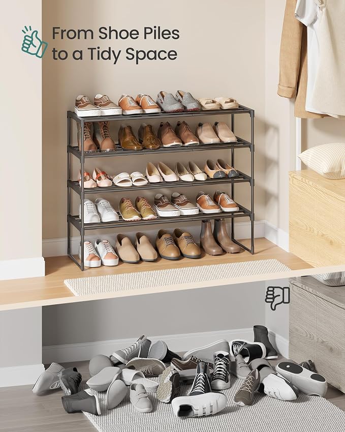 SONGMICS Shoe Rack, 4-Tier Shoe Organizer, Metal Storage Shelf, Upright or - Image 9