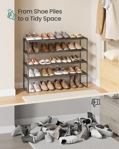 SONGMICS Shoe Rack, 4-Tier Shoe Organizer, Metal Storage Shelf, Upright or - Image 9