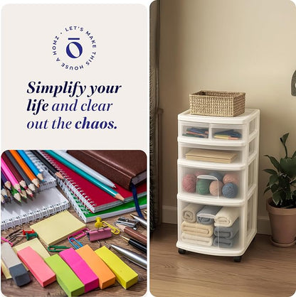 Homz 4 Drawer Plastic Storage and Organizer Cart, Rolling Cabinet - Image 7