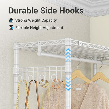 VIPEK R2 Plus Rolling Garment Rack 3 Tiers Adjustable Wire Shelving Clothes - Image 5