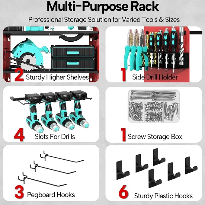 3 Layer Heavy Duty Power Tool Organizer Wall Mount - Image 5